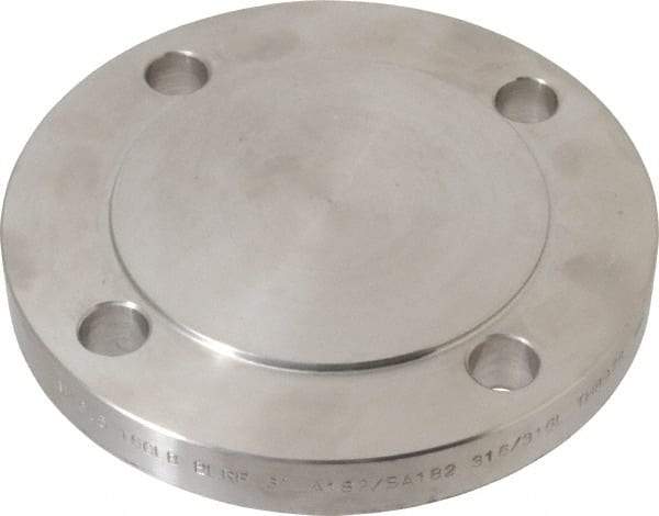 Merit Brass - 3" Pipe, 7-1/2" OD, Stainless Steel, Blind Pipe Flange - 6" Across Bolt Hole Centers, 3/4" Bolt Hole, 150 psi, Grades 316 & 316L - USA Tool & Supply