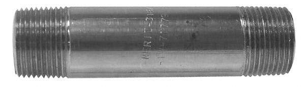Merit Brass - Schedule 40, 4" Pipe x 60" Long, Grade 316/316L Stainless Steel Pipe Nipple - Welded & Threaded - USA Tool & Supply