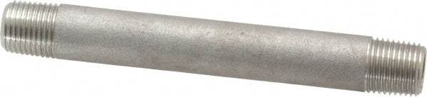 Merit Brass - Schedule 40, 1/8" Pipe x 3" Long, Grade 304/304L Stainless Steel Pipe Nipple - Welded & Threaded - USA Tool & Supply