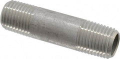 Merit Brass - Schedule 40, 1/4" Pipe x 2" Long, Grade 304/304L Stainless Steel Pipe Nipple - Welded & Threaded - USA Tool & Supply