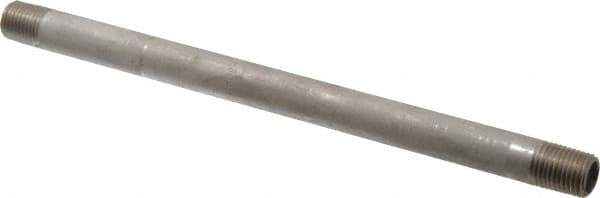 Merit Brass - Schedule 40, 1/4" Pipe x 8" Long, Grade 304/304L Stainless Steel Pipe Nipple - Welded & Threaded - USA Tool & Supply