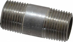 Merit Brass - Schedule 40, 3/8" Pipe x 1-1/2" Long, Grade 304/304L Stainless Steel Pipe Nipple - Welded & Threaded - USA Tool & Supply