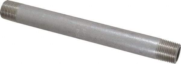 Merit Brass - Schedule 40, 3/8" Pipe x 6" Long, Grade 304/304L Stainless Steel Pipe Nipple - Welded & Threaded - USA Tool & Supply