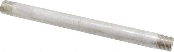 Merit Brass - Schedule 40, 3/8" Pipe x 8" Long, Grade 304/304L Stainless Steel Pipe Nipple - Welded & Threaded - USA Tool & Supply