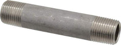 Merit Brass - Schedule 40, 1/2" Pipe x 4" Long, Grade 304/304L Stainless Steel Pipe Nipple - Welded & Threaded - USA Tool & Supply