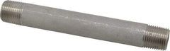 Merit Brass - Schedule 40, 1/2" Pipe x 6" Long, Grade 304/304L Stainless Steel Pipe Nipple - Welded & Threaded - USA Tool & Supply