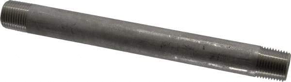 Merit Brass - Schedule 40, 1/2" Pipe x 8" Long, Grade 304/304L Stainless Steel Pipe Nipple - Welded & Threaded - USA Tool & Supply