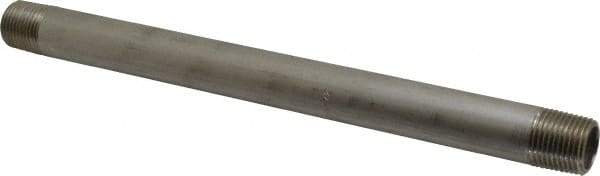 Merit Brass - Schedule 40, 1/2" Pipe x 10" Long, Grade 304/304L Stainless Steel Pipe Nipple - Welded & Threaded - USA Tool & Supply