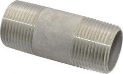 Merit Brass - Schedule 40, 1" Pipe x 3" Long, Grade 304/304L Stainless Steel Pipe Nipple - Welded & Threaded - USA Tool & Supply