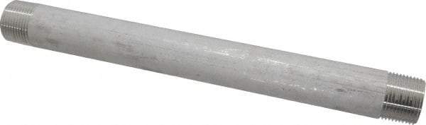 Merit Brass - Schedule 40, 1" Pipe x 12" Long, Grade 304/304L Stainless Steel Pipe Nipple - Welded & Threaded - USA Tool & Supply