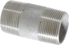 Merit Brass - Schedule 40, 1-1/4" Pipe x 3" Long, Grade 304/304L Stainless Steel Pipe Nipple - Welded & Threaded - USA Tool & Supply