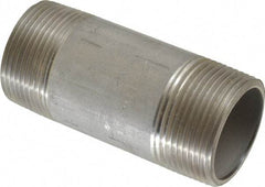 Merit Brass - Schedule 40, 1-1/4" Pipe x 3-1/2" Long, Grade 304/304L Stainless Steel Pipe Nipple - Welded & Threaded - USA Tool & Supply