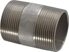 Merit Brass - Schedule 40, 1-1/2" Pipe x 2-1/2" Long, Grade 304/304L Stainless Steel Pipe Nipple - Welded & Threaded - USA Tool & Supply