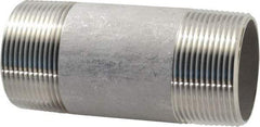 Merit Brass - Schedule 40, 1-1/2" Pipe x 4" Long, Grade 304/304L Stainless Steel Pipe Nipple - Welded & Threaded - USA Tool & Supply