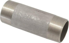 Merit Brass - Schedule 40, 1-1/2" Pipe x 5" Long, Grade 304/304L Stainless Steel Pipe Nipple - Welded & Threaded - USA Tool & Supply