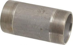 Merit Brass - Schedule 40, 2" Pipe x 4-1/2" Long, Grade 304/304L Stainless Steel Pipe Nipple - Welded & Threaded - USA Tool & Supply