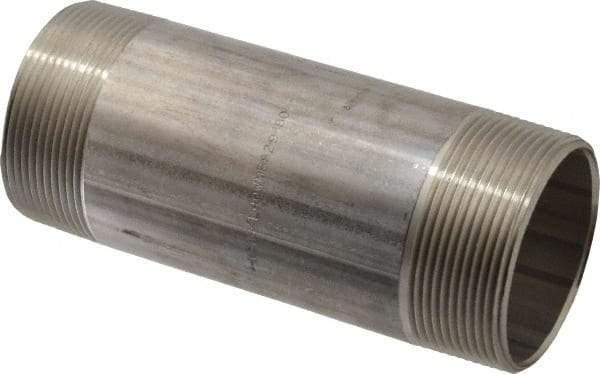 Merit Brass - Schedule 40, 2" Pipe x 5-1/2" Long, Grade 304/304L Stainless Steel Pipe Nipple - Welded & Threaded - USA Tool & Supply