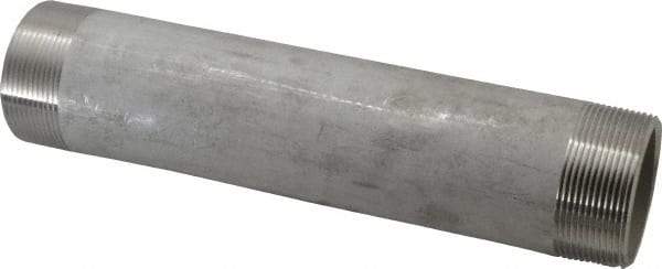 Merit Brass - Schedule 40, 2" Pipe x 10" Long, Grade 304/304L Stainless Steel Pipe Nipple - Welded & Threaded - USA Tool & Supply