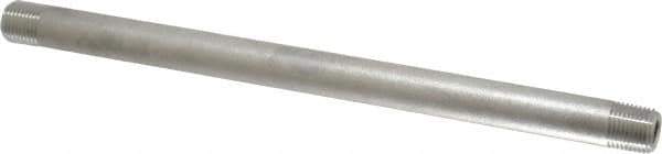 Merit Brass - Schedule 40, 1/8" Pipe x 6" Long, Grade 316/316L Stainless Steel Pipe Nipple - Welded & Threaded - USA Tool & Supply