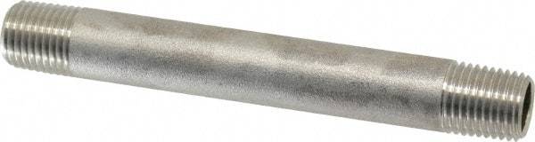 Merit Brass - Schedule 40, 1/4" Pipe x 4" Long, Grade 316/316L Stainless Steel Pipe Nipple - Welded & Threaded - USA Tool & Supply