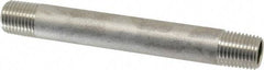 Merit Brass - Schedule 40, 1/4" Pipe x 4" Long, Grade 316/316L Stainless Steel Pipe Nipple - Welded & Threaded - USA Tool & Supply