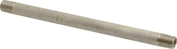 Merit Brass - Schedule 40, 1/4" Pipe x 8" Long, Grade 316/316L Stainless Steel Pipe Nipple - Welded & Threaded - USA Tool & Supply