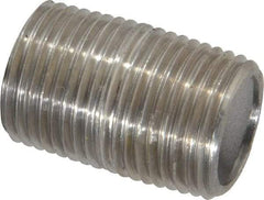 Merit Brass - Schedule 40, 3/8" Pipe x 1" Long, Grade 316/316L Stainless Steel Pipe Nipple - Welded & Threaded - USA Tool & Supply