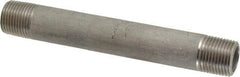 Merit Brass - Schedule 40, 3/8" Pipe x 4-1/2" Long, Grade 316/316L Stainless Steel Pipe Nipple - Welded & Threaded - USA Tool & Supply