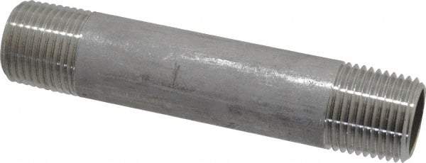 Merit Brass - Schedule 40, 1/2" Pipe x 4" Long, Grade 316/316L Stainless Steel Pipe Nipple - Welded & Threaded - USA Tool & Supply