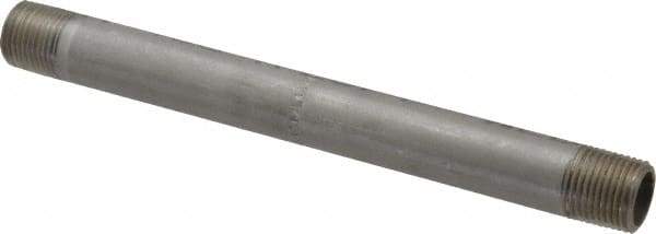 Merit Brass - Schedule 40, 1/2" Pipe x 8" Long, Grade 316/316L Stainless Steel Pipe Nipple - Welded & Threaded - USA Tool & Supply