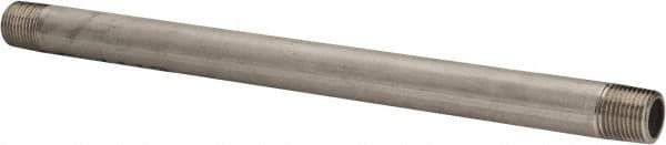 Merit Brass - Schedule 40, 1/2" Pipe x 12" Long, Grade 316/316L Stainless Steel Pipe Nipple - Welded & Threaded - USA Tool & Supply