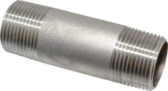 Merit Brass - Schedule 40, 3/4" Pipe x 3" Long, Grade 316/316L Stainless Steel Pipe Nipple - Welded & Threaded - USA Tool & Supply