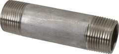 Merit Brass - Schedule 40, 3/4" Pipe x 3-1/2" Long, Grade 316/316L Stainless Steel Pipe Nipple - Welded & Threaded - USA Tool & Supply