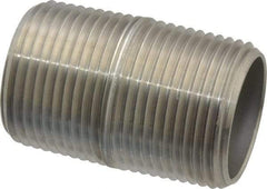 Merit Brass - Schedule 40, 1" Pipe x 2" Long, Grade 316/316L Stainless Steel Pipe Nipple - Welded & Threaded - USA Tool & Supply