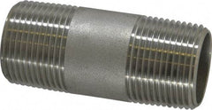 Merit Brass - Schedule 40, 1" Pipe x 3" Long, Grade 316/316L Stainless Steel Pipe Nipple - Welded & Threaded - USA Tool & Supply