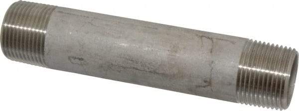 Merit Brass - Schedule 40, 1" Pipe x 6" Long, Grade 316/316L Stainless Steel Pipe Nipple - Welded & Threaded - USA Tool & Supply