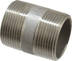 Merit Brass - Schedule 40, 1-1/4" Pipe x 2" Long, Grade 316/316L Stainless Steel Pipe Nipple - Welded & Threaded - USA Tool & Supply