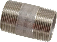 Merit Brass - Schedule 40, 1-1/4" Pipe x 2-1/2" Long, Grade 316/316L Stainless Steel Pipe Nipple - Welded & Threaded - USA Tool & Supply