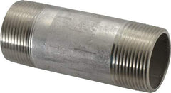 Merit Brass - Schedule 40, 1-1/4" Pipe x 4" Long, Grade 316/316L Stainless Steel Pipe Nipple - Welded & Threaded - USA Tool & Supply