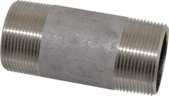 Merit Brass - Schedule 40, 1-1/2" Pipe x 4" Long, Grade 316/316L Stainless Steel Pipe Nipple - Welded & Threaded - USA Tool & Supply