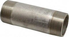 Merit Brass - Schedule 40, 1-1/2" Pipe x 5" Long, Grade 316/316L Stainless Steel Pipe Nipple - Welded & Threaded - USA Tool & Supply