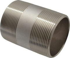 Merit Brass - Schedule 40, 2" Pipe x 3" Long, Grade 316/316L Stainless Steel Pipe Nipple - Welded & Threaded - USA Tool & Supply