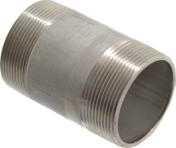 Merit Brass - Schedule 40, 2" Pipe x 3-1/2" Long, Grade 316/316L Stainless Steel Pipe Nipple - Welded & Threaded - USA Tool & Supply