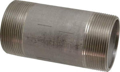 Merit Brass - Schedule 40, 2" Pipe x 4-1/2" Long, Grade 316/316L Stainless Steel Pipe Nipple - Welded & Threaded - USA Tool & Supply