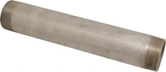 Merit Brass - Schedule 40, 2" Pipe x 12" Long, Grade 316/316L Stainless Steel Pipe Nipple - Welded & Threaded - USA Tool & Supply