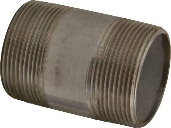 Merit Brass - Schedule 40, 2-1/2" Pipe x 4" Long, Grade 316/316L Stainless Steel Pipe Nipple - Welded & Threaded - USA Tool & Supply
