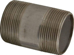 Merit Brass - Schedule 40, 2-1/2" Pipe x 4" Long, Grade 316/316L Stainless Steel Pipe Nipple - Welded & Threaded - USA Tool & Supply