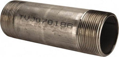 Merit Brass - Schedule 40, 2-1/2" Pipe x 8" Long, Grade 316/316L Stainless Steel Pipe Nipple - Welded & Threaded - USA Tool & Supply