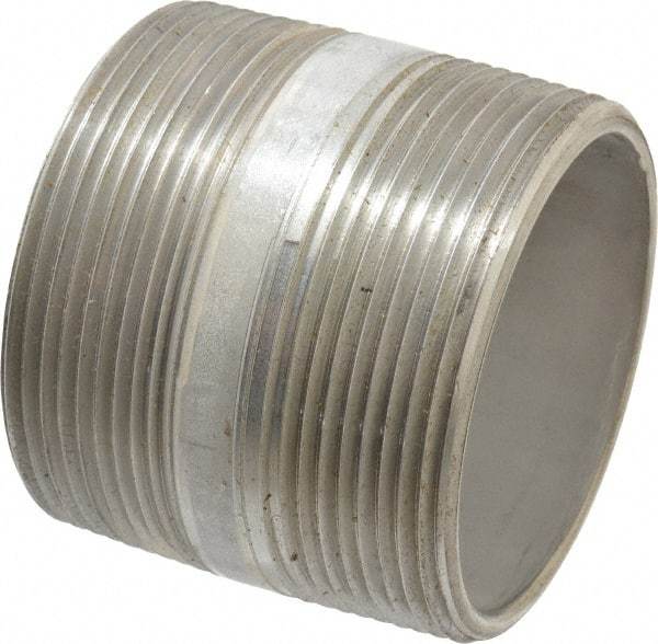 Merit Brass - Schedule 40, 3" Pipe x 3" Long, Grade 316/316L Stainless Steel Pipe Nipple - Welded & Threaded - USA Tool & Supply