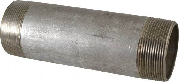 Merit Brass - Schedule 40, 3" Pipe x 10" Long, Grade 316/316L Stainless Steel Pipe Nipple - Welded & Threaded - USA Tool & Supply